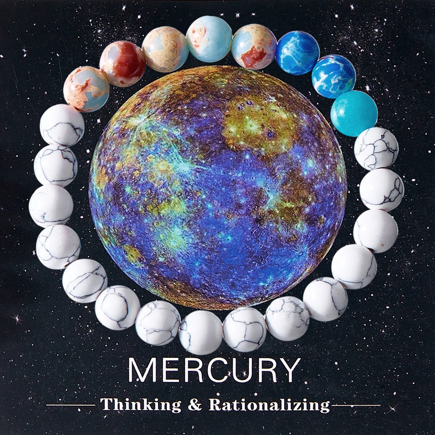 Wholesale solar system eight planets beaded paper card bracelet