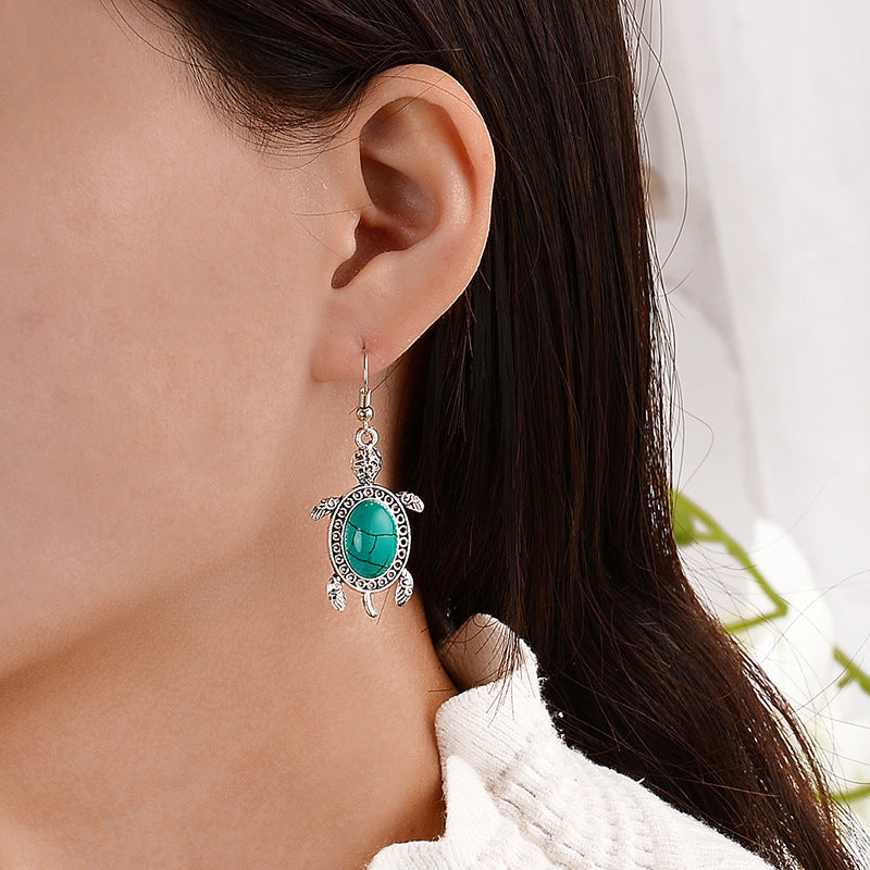 Wholesale Bohemian Vintage Turquoise Turtle Earrings,  Bracelet,  and Necklace Set