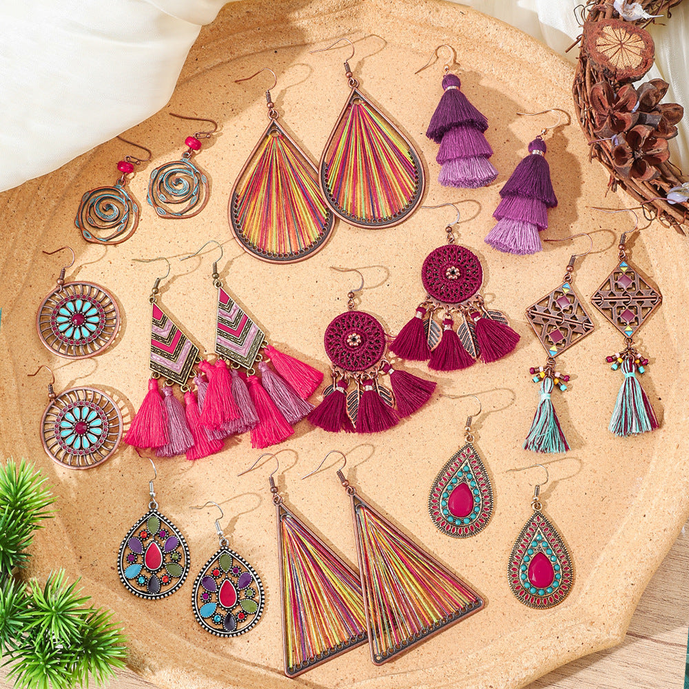 Wholesale Bohemian Tassel Earrings Handmade Zinc Alloy Retro Party Gift
