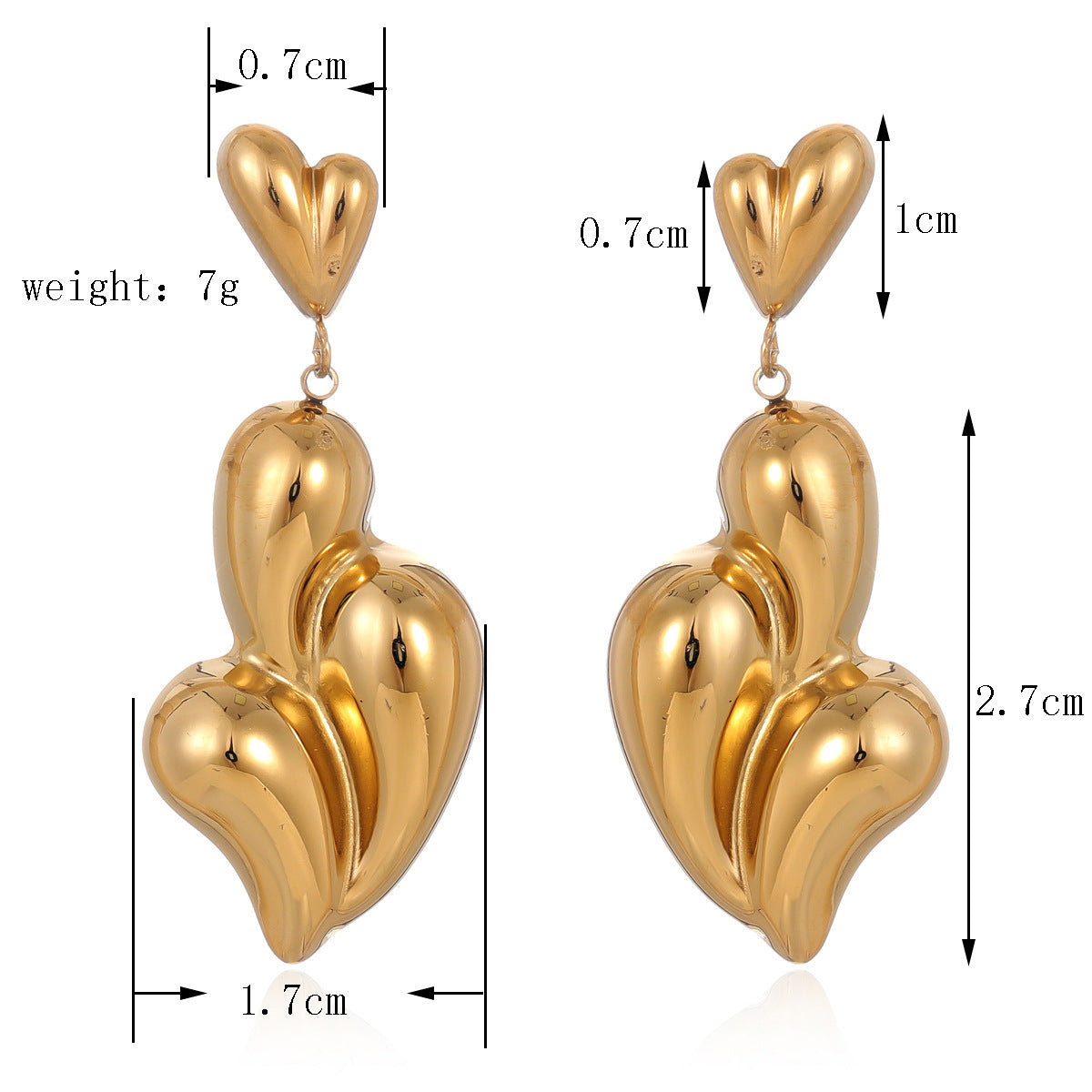 Wholesale  Retro Stainless Steel Love Irregular Earrings