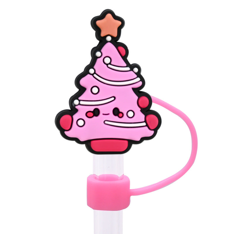 Wholesale Random 100pcs 8/10MM PVC Christmas Soft Straw Tube Cap