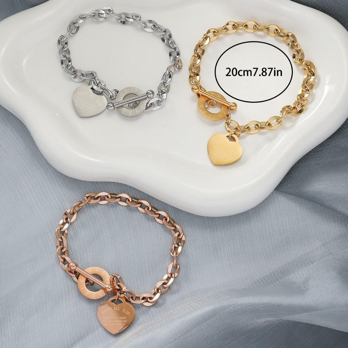 Wholesale Stainless steel heart tag bracelet