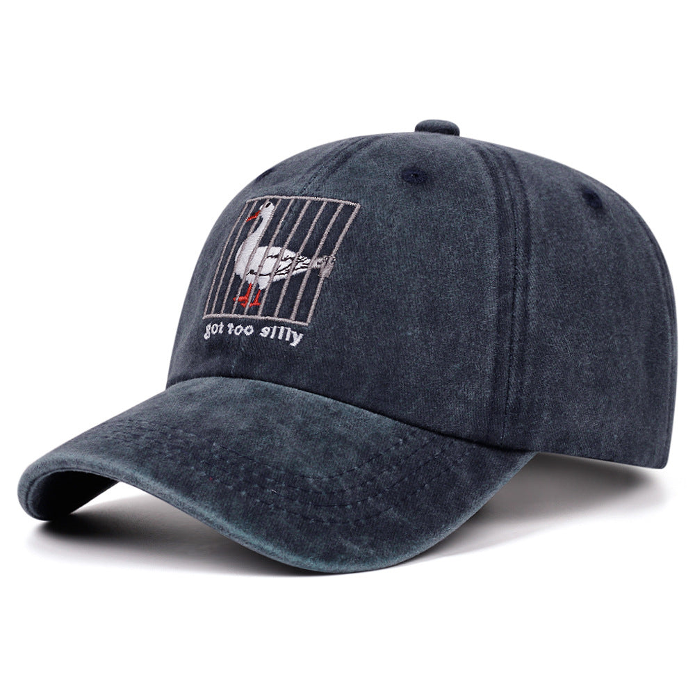 Wholesale Silly Goose Embroidered Vintage Denim Baseball Cap Adjustable Casual Soft Cap For Everyday Wear