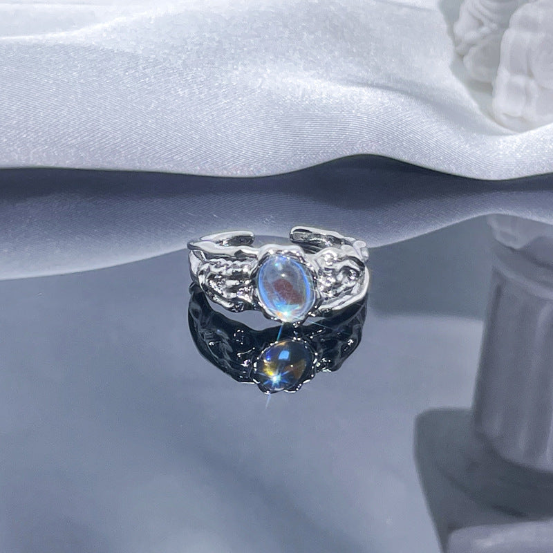 Wholesale Personalized texture Moonstone open ring