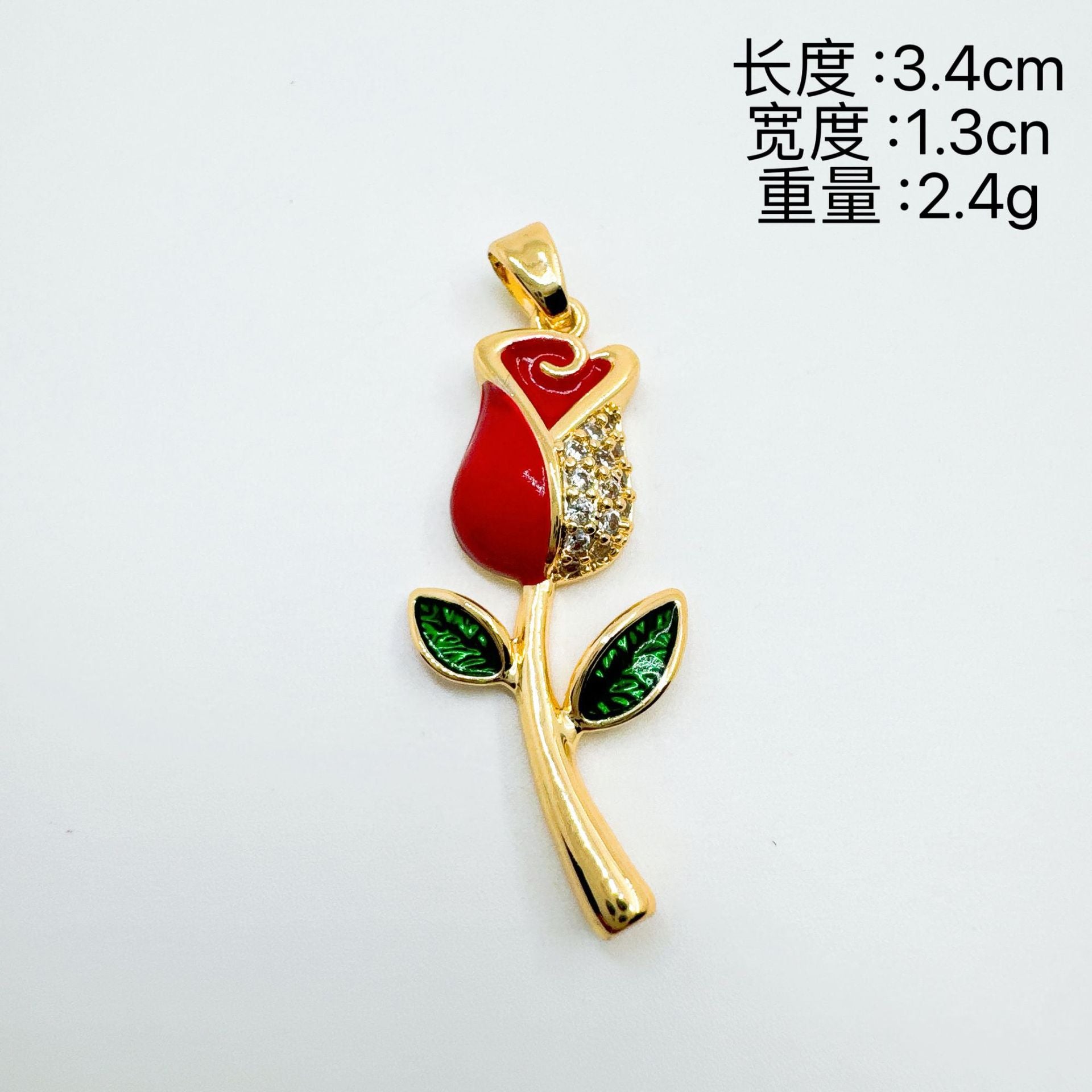 Wholesale Trendy Sweet-Cool Style Rose Flower Pendant Necklace Gold Plated Copper with CZ Jewelry Accessory