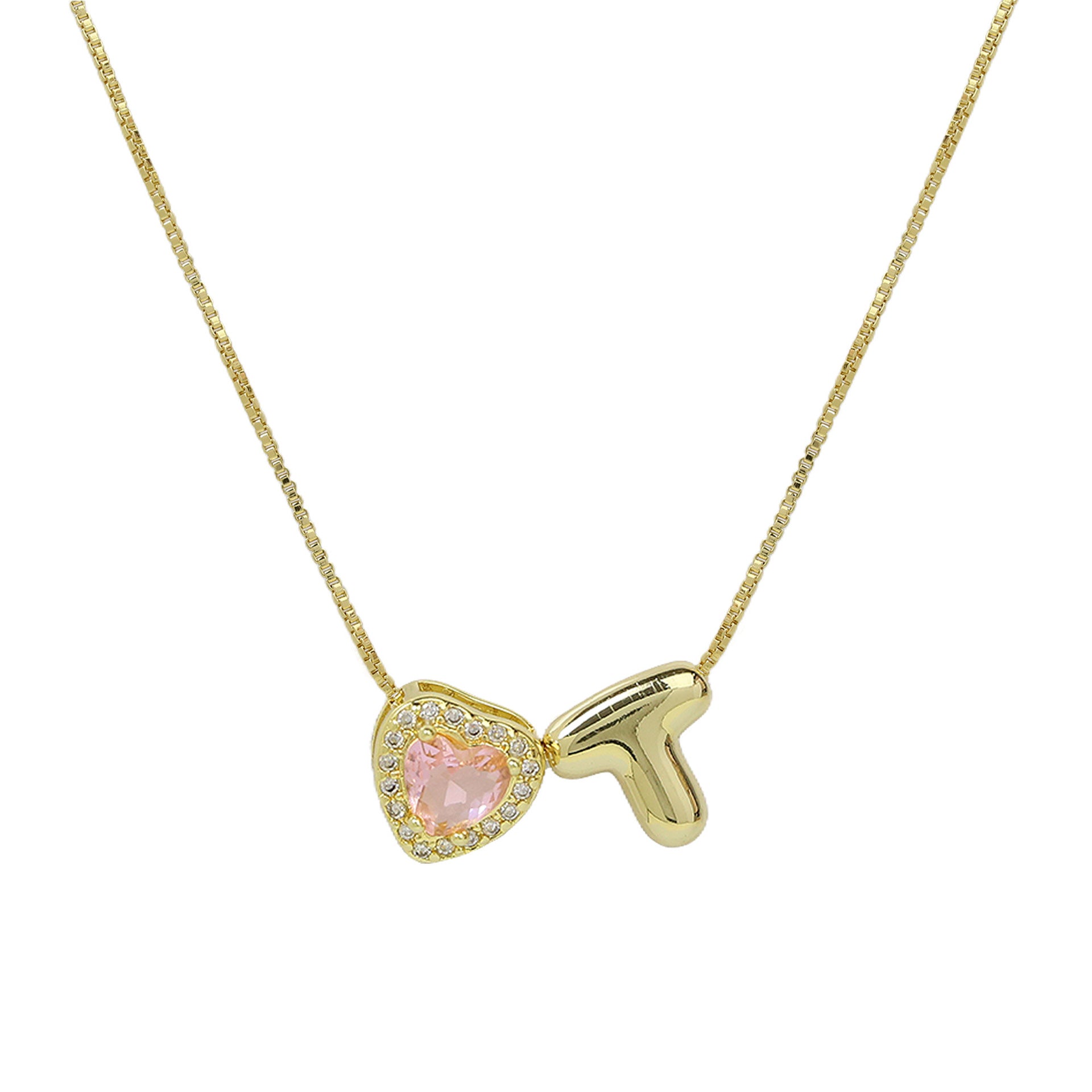Wholesale Cute bubble 26 English letters love heart clavicle necklace