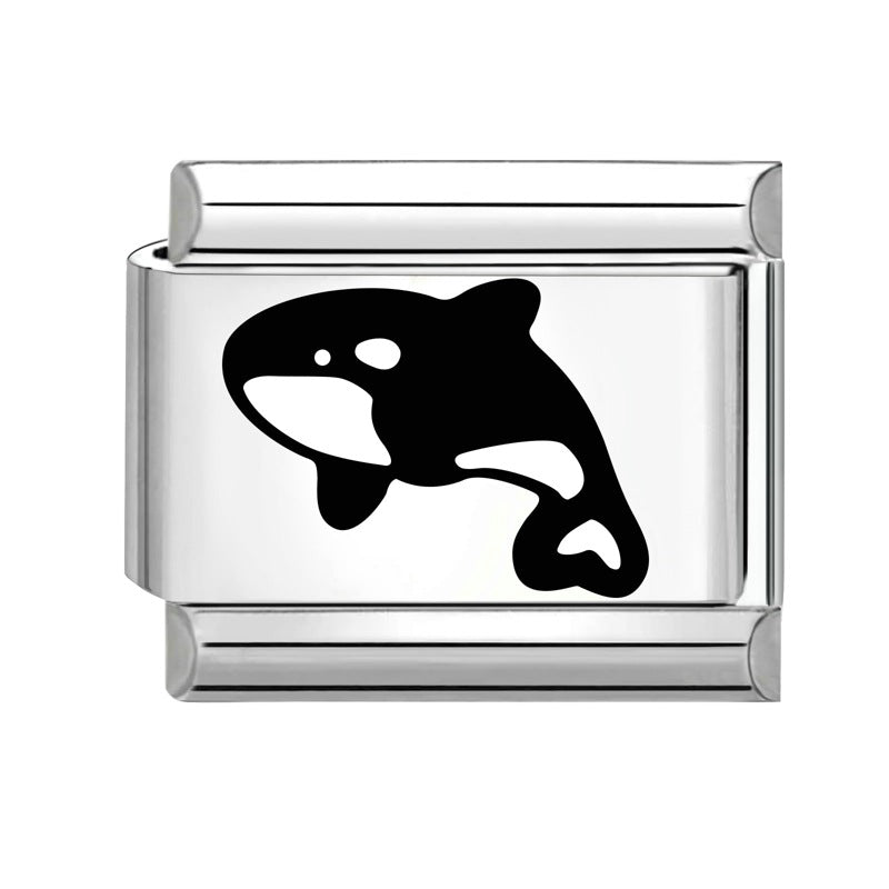 Wholesale  Italian Charm Bracelet 9mm DIY Splicing Removable Black and White Series Stainless Steel Composable Bracelet