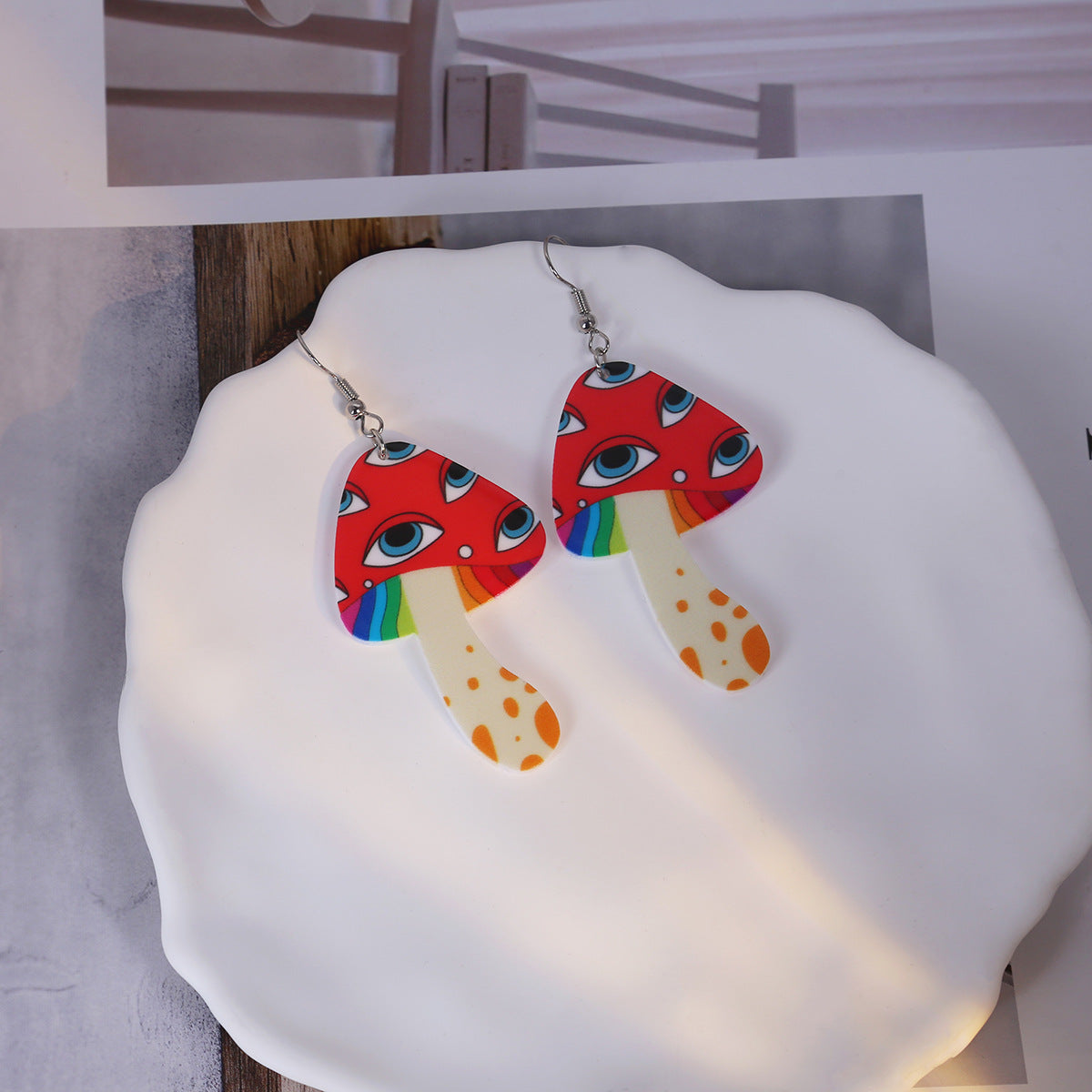 Wholesale  Exaggerated Mushroom Acrylic Earrings