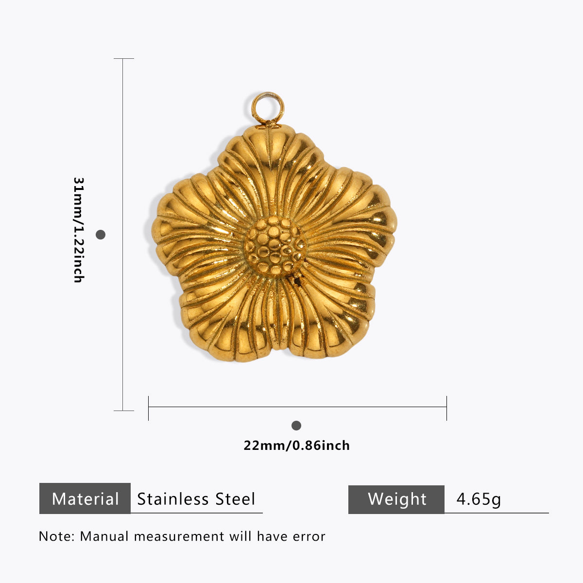 Wholesale 5pcs Stainless steel 18K vacuum plating color  flower pendant