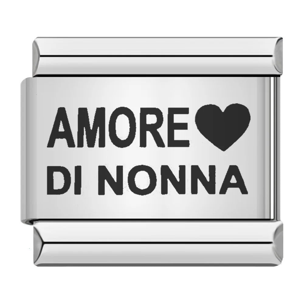 Wholesale Stainless Steel Laser Engraved Pattern Italian Module Bracelet DIY Fashion Jewelry Accessory