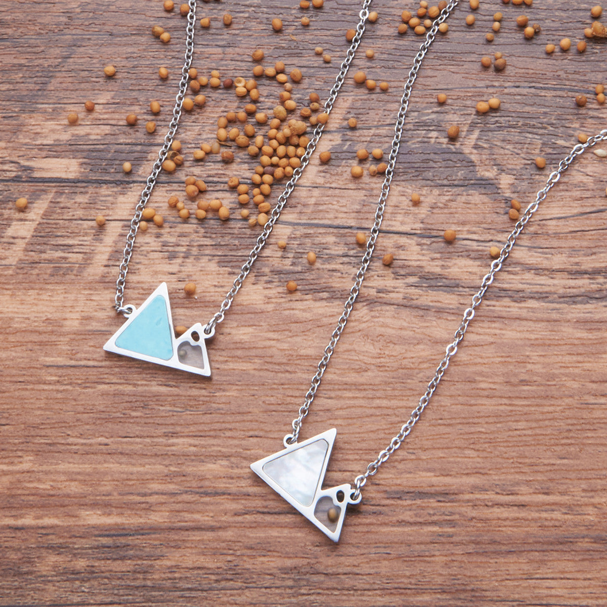 Wholesale Trendy Simple Stainless Steel Necklace - Turquoise &  Shell Design Jewelry Accessory for Gift or Boutique Resale