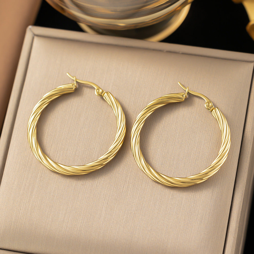 Wholesale Exaggerated Earrings Retro Simple Stainless Steel Earrings Statemente Earrings Vintage Earrings ACC-ES-Yibao001
