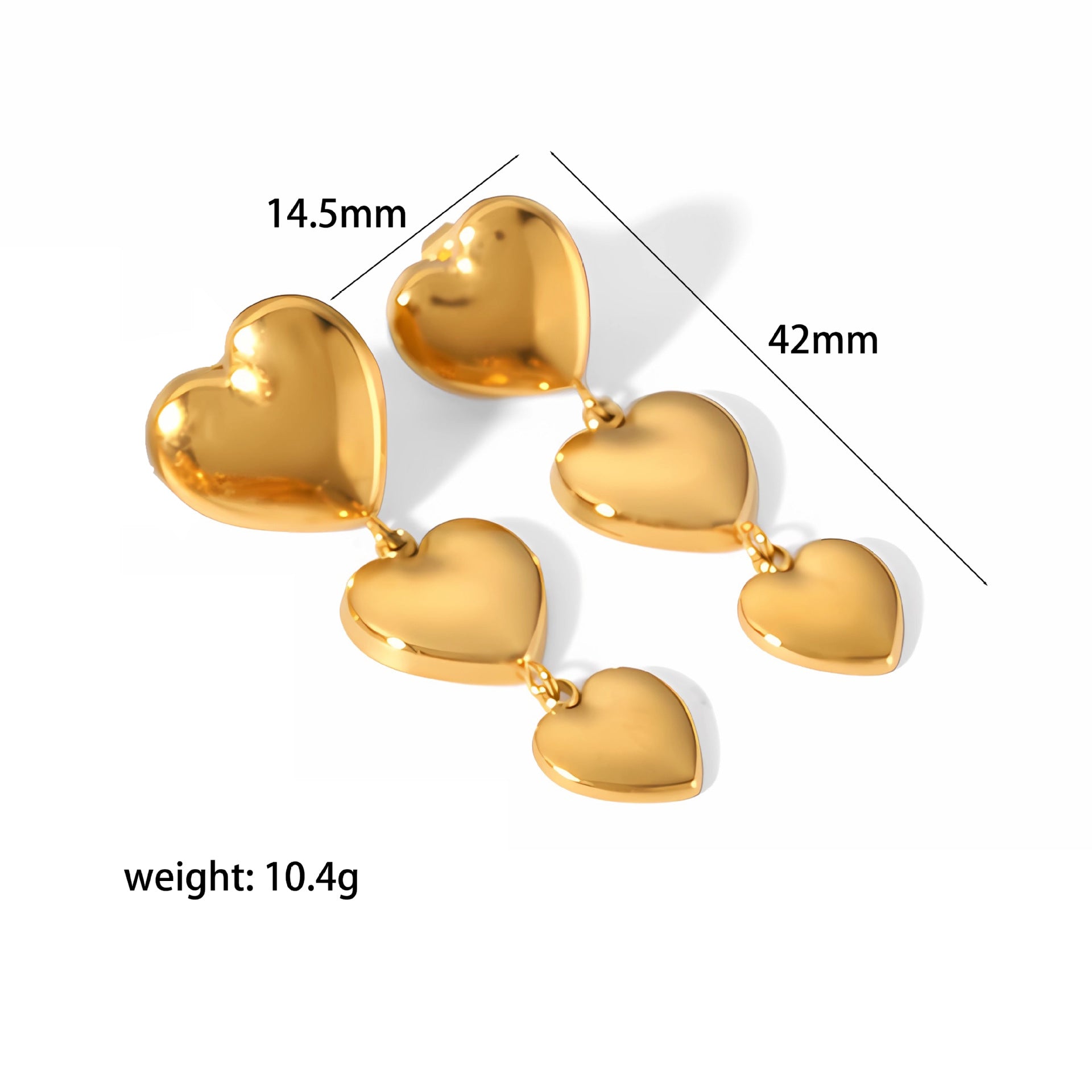Wholesale Love Stainless Steel Earrings Heart Shaped 18k Gold Plated Earrings Ear Studs ACC-ES-LiQuan005