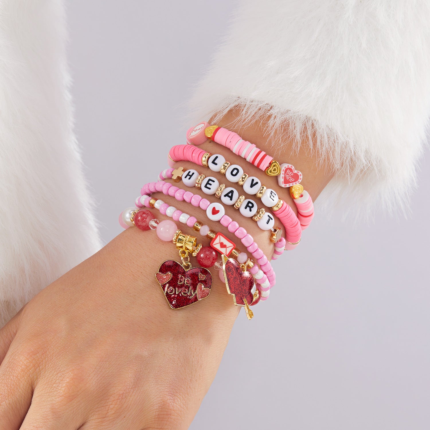 Wholesale Valentine' s Day Elastic Multi-Layered  Bracelet