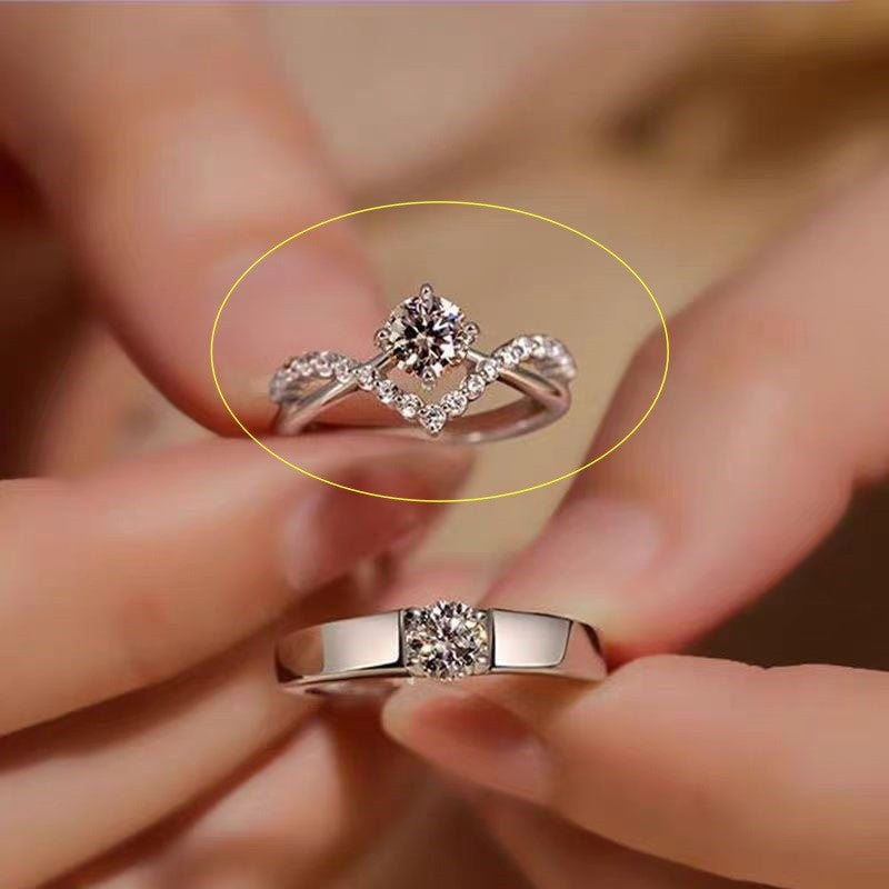 Wholesale Fairy Tale Wedding Ring Set - Adjustable Copper Couple Rings,  Unisex Electroplated,  Jewelry Accessory for Boutique Resale
