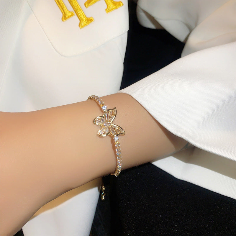 Wholesale Zircon Butterfly Square Bracelet Zircon Bracelets ACC-BT-Miaosi009