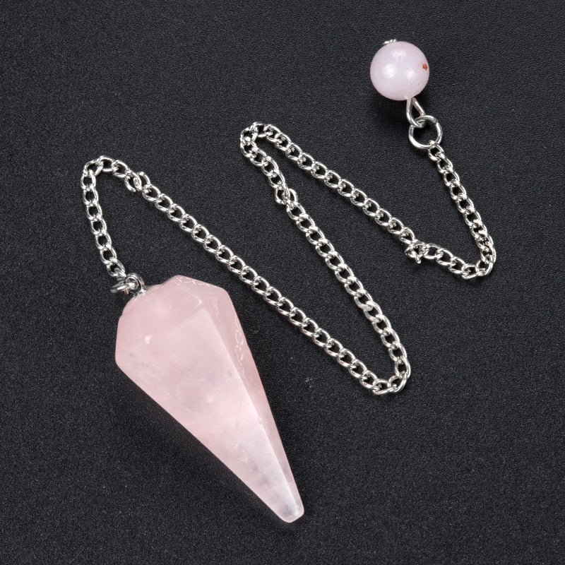 Wholesale 38mm swing natural crystal stone swing polished hexagonal column pendant