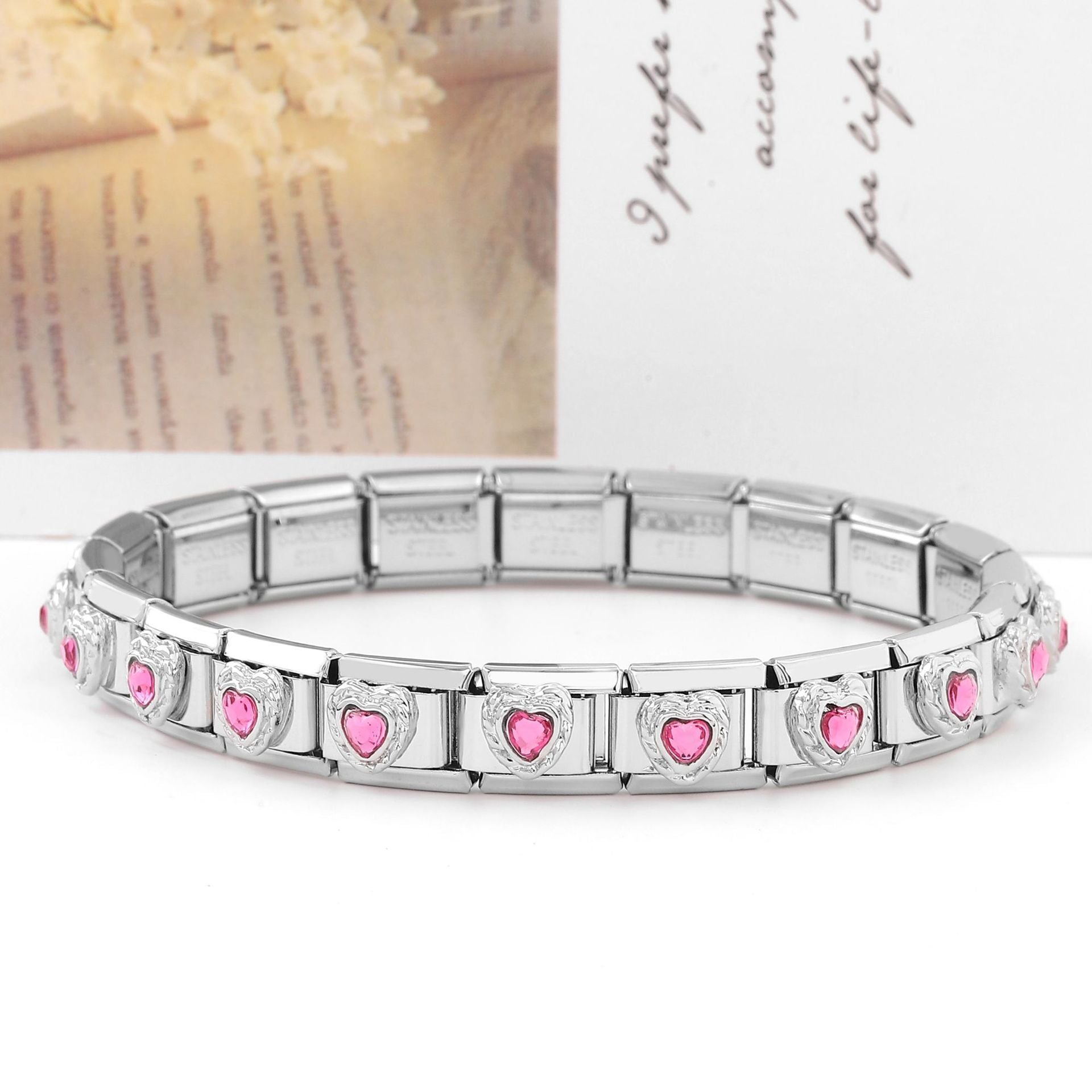 Wholesale Italian Charm Bracelet 9mm DIY Spliced Removable Stainless Steel Color Petals Composable Bracelet ACC-BT-XY029