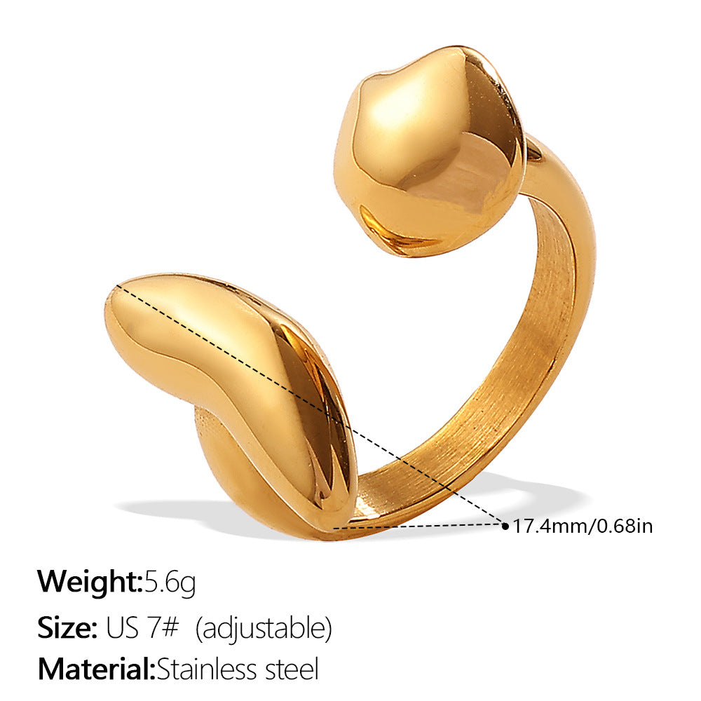 Wholesale  Couple' s Simple Plain Glossy Open Ring Stainless Steel 18K Gold-Plated Versatile Ring
