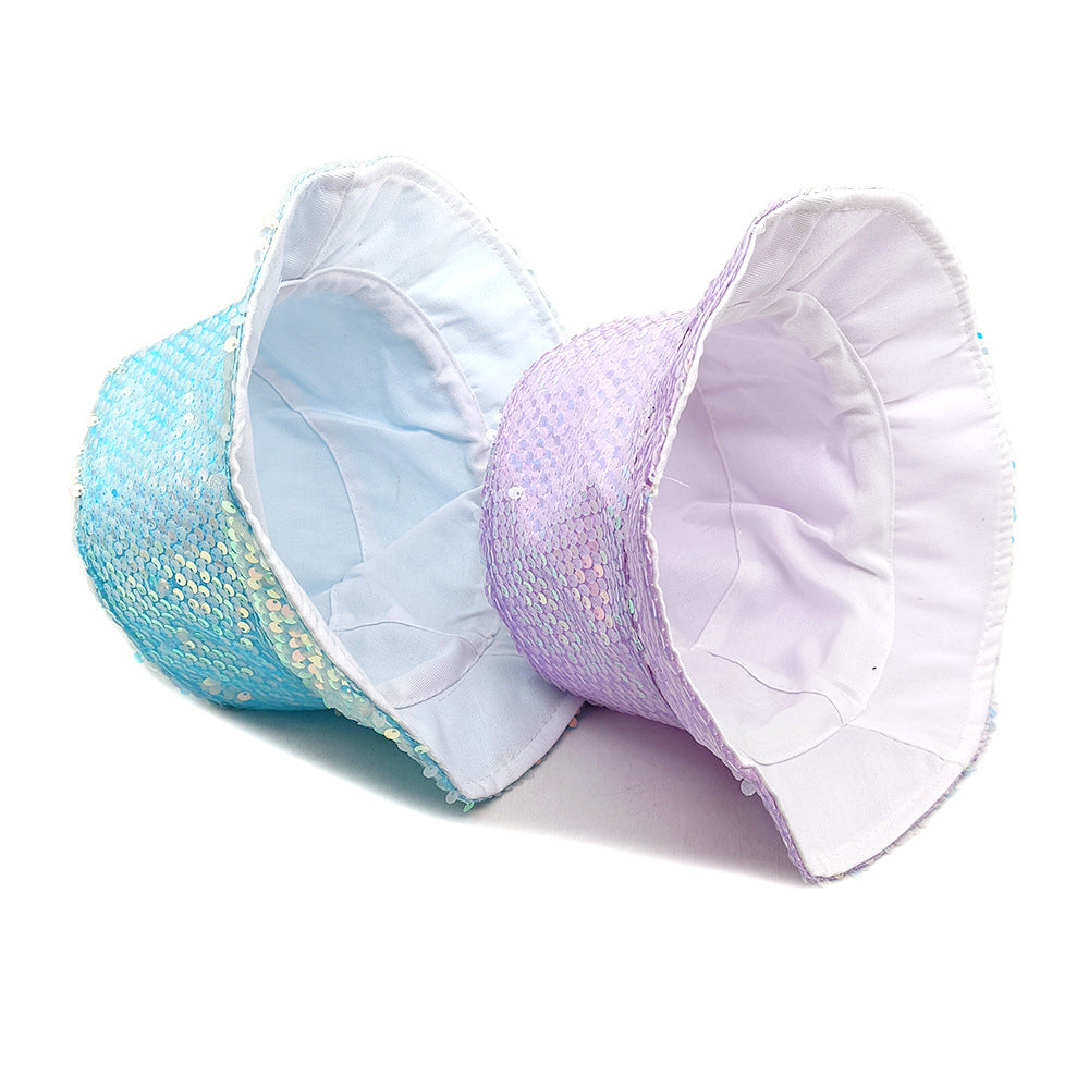 Wholesale  fashion color sequin cap l double-sided sun hat