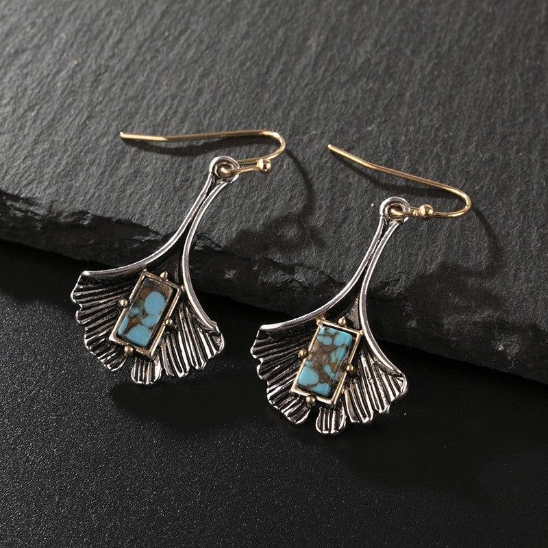 Wholesale  creative ginkgo leaves color pendant earrings
