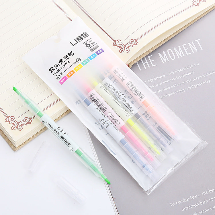 Wholesale Double Head Highlighter Color Marker Bevel Head Plastic Watercolor Pen ACC-PN-Liuj010