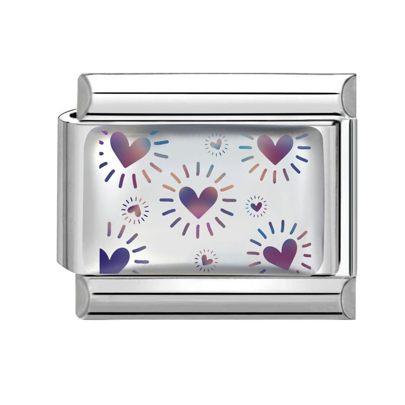 Wholesale 9mm Italian Charm Starter Bracelets DIY square Single Section Creative Stainless Steel Composable Bracelet