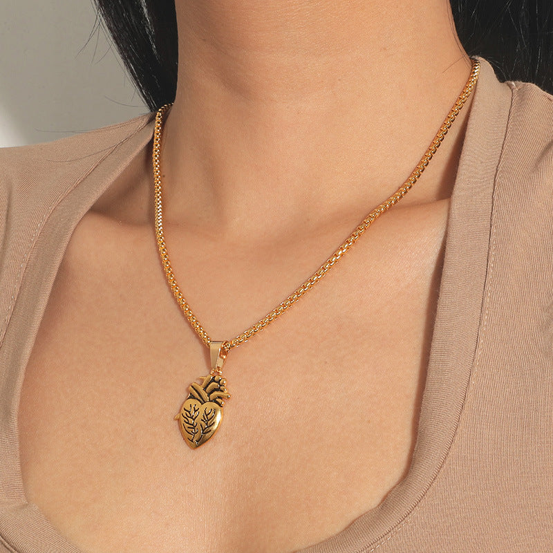 Wholesale  Creative Heart  Pendant Gold and Silver Necklace