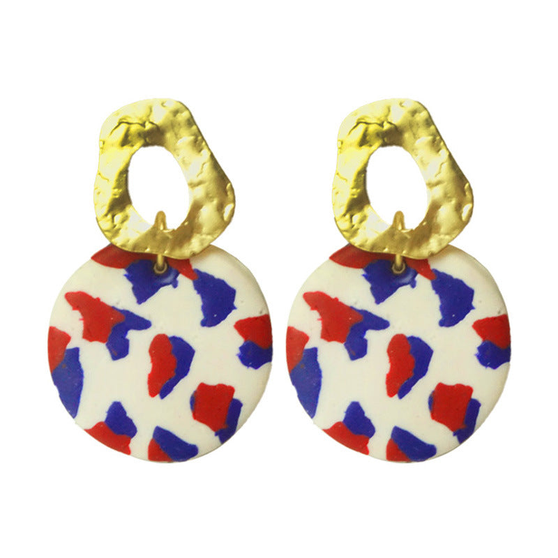 Wholesale  soft pottery earrings love color matching US Independence Day  earrings