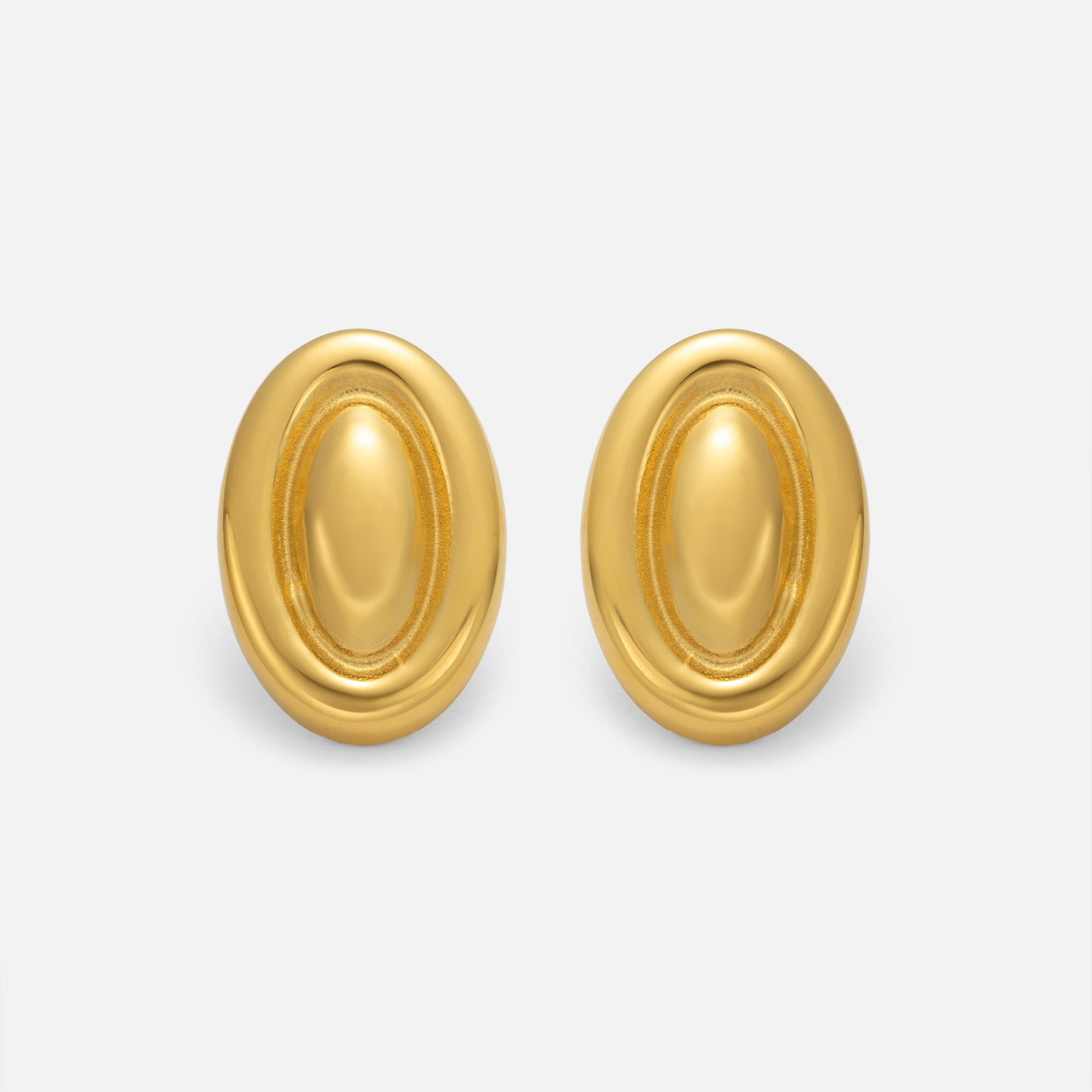 Wholesale  18k real gold electroplated titanium steel gold and silver cat's eye earrings