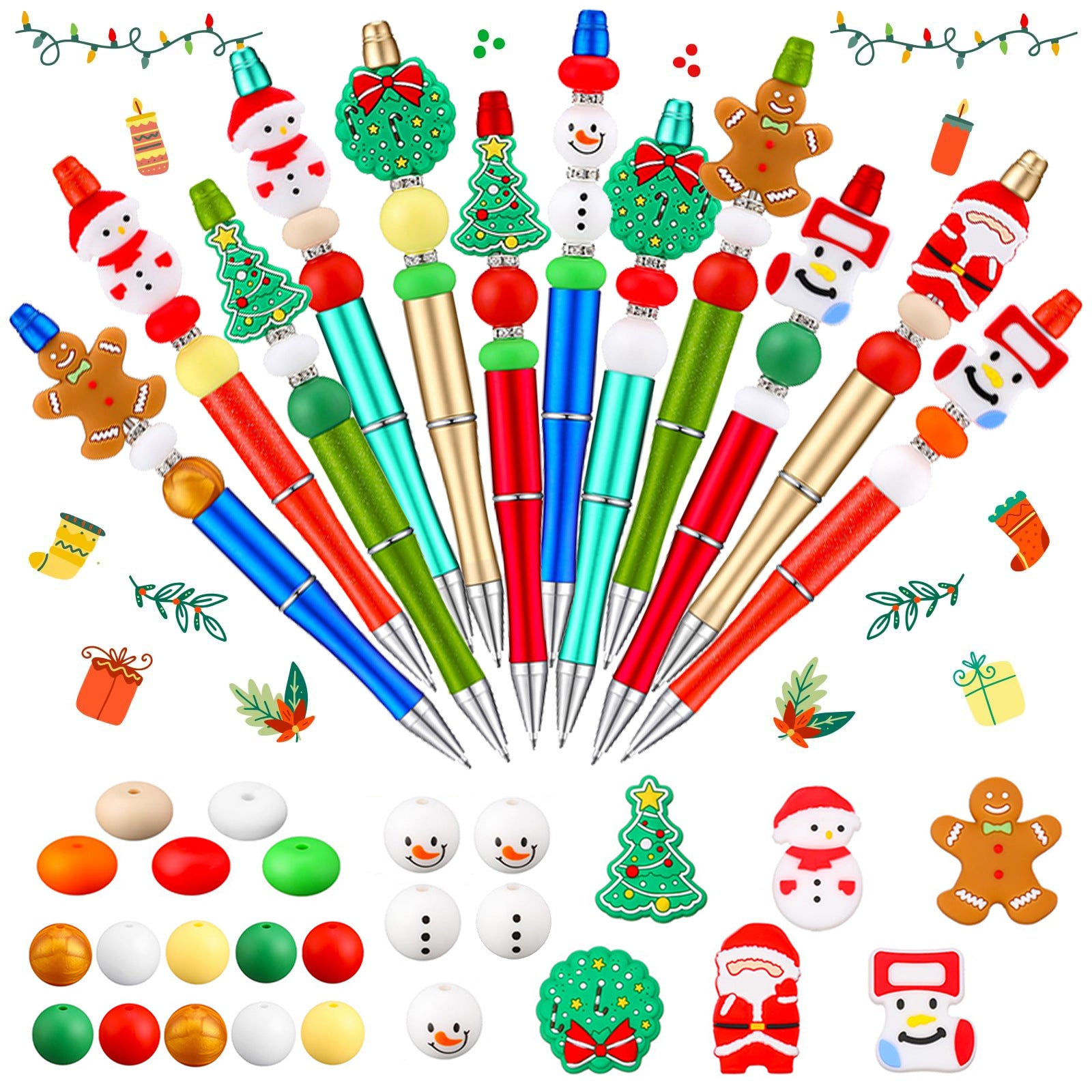 Wholesale Christmas beaded pen creative DIY  bead ballpoint pen