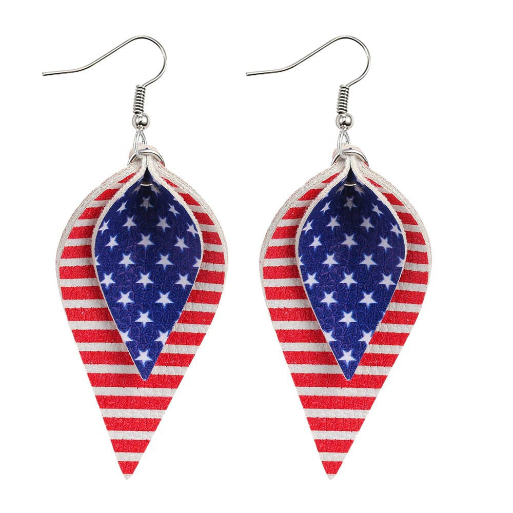 Wholesale National Flag Five-Pointed Star Independence Day Acrylic Earrings