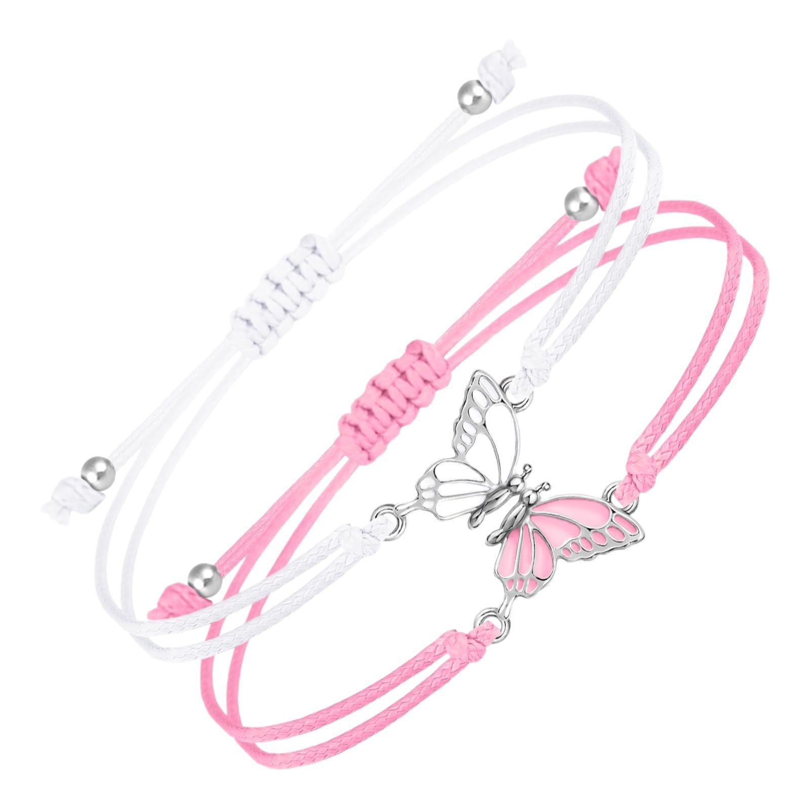 Wholesale Handmade Crystal Butterfly Friendship Bracelet Adjustable Wax Cord Gift for Couples