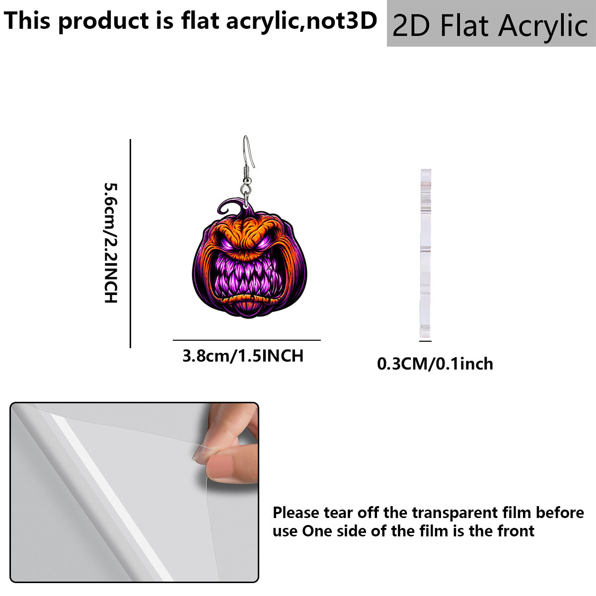 Wholesale  Pumpkin Face Earrings Acrylic Dark Style Party Wear Fashion Accessory