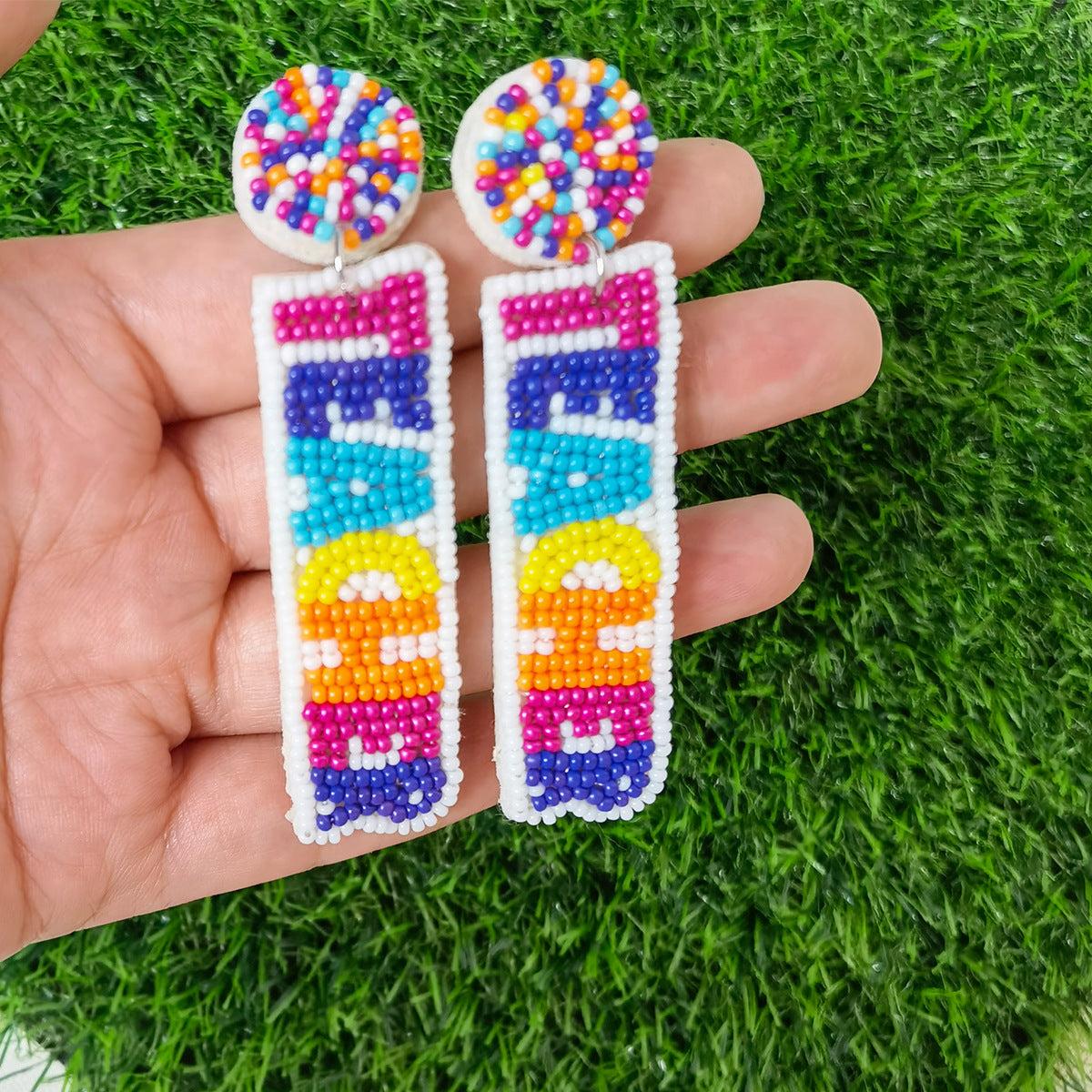 Wholesale Fabric Handmade Rice Ball Apple Love Pencil Teacher Gift Earrings ACC-ES-JiaQi004