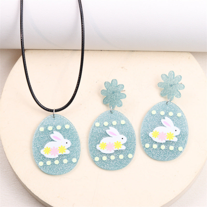 Wholesale 2PCS Acrylic Easter Bunny Egg Earrings