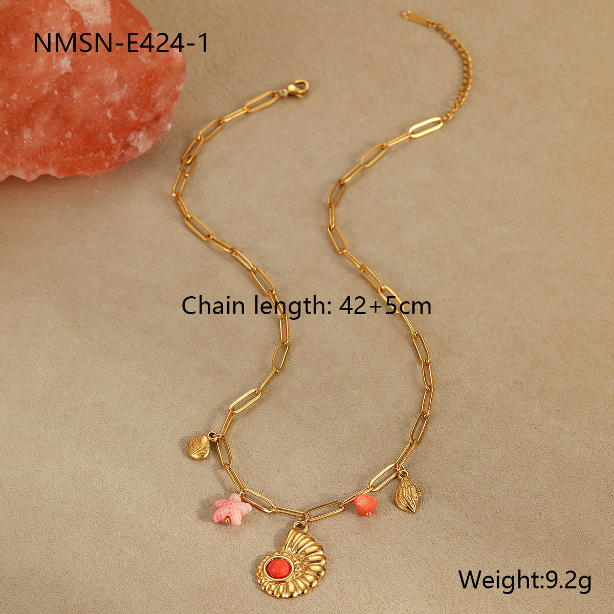 Wholesale Stainless steel summer marine  necklace shell starfish pendant necklace