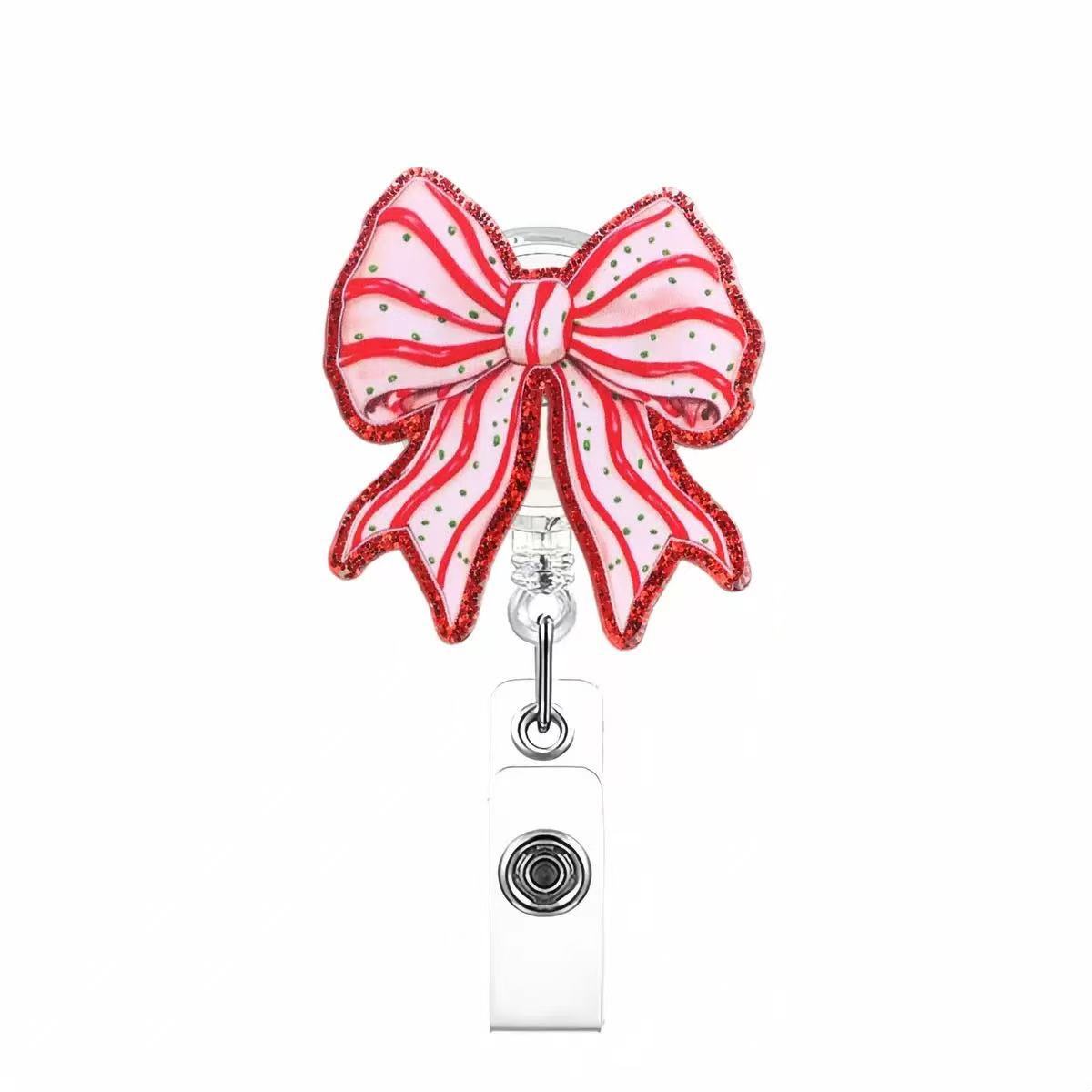 Wholesale Acrylic Badge Reels Christmas Medical Work ID Clip-on Badge with Retractable Buckle