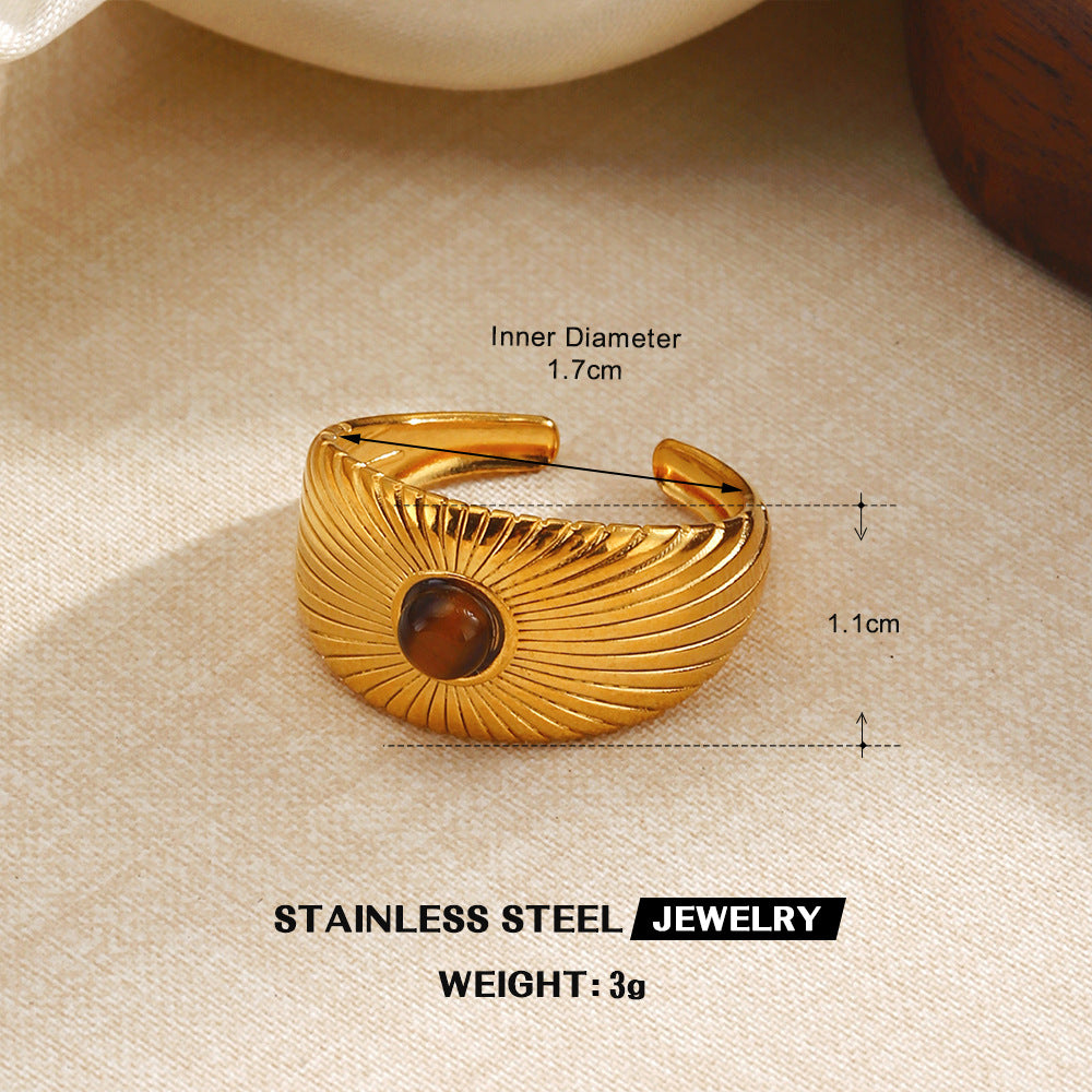 Wholesale Premium Vintage Style Tiger' s Eye Stainless Steel Ring