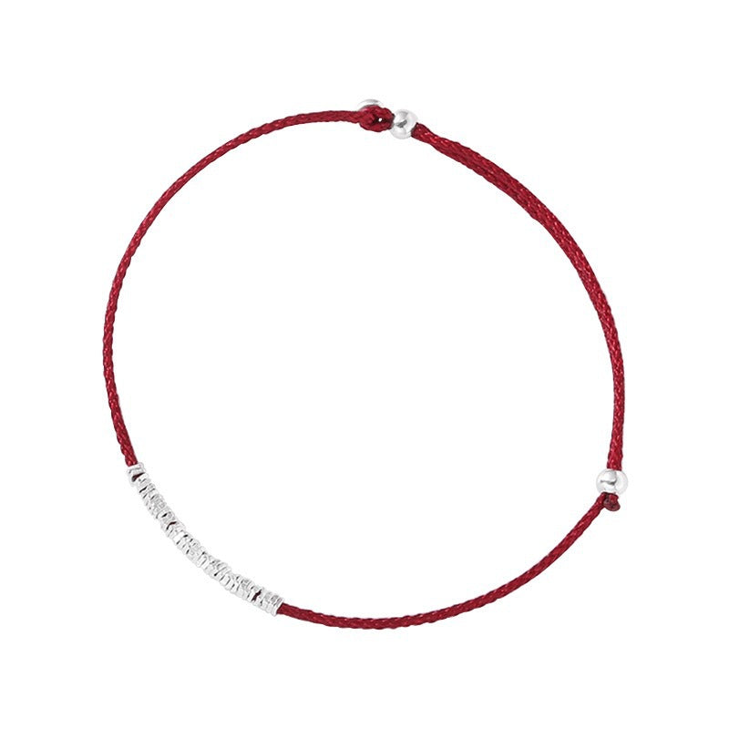 Wholesale red rope set S925 sterling silver hand-woven broken silver red rope bracelet