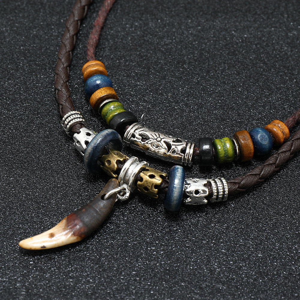 Wholesale Ethnic Style Retro Element Dog Tooth Men's Necklace ACC-NE-Saih001