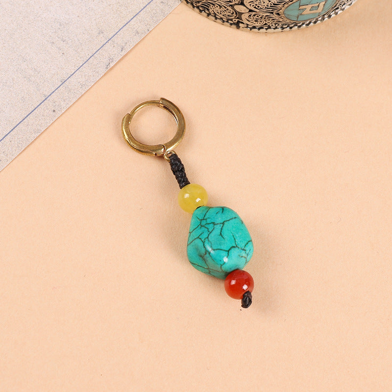Wholesale Woven Turquoise Ethnic Style Earrings Handmade Vintage Jewelry Accessory Gift