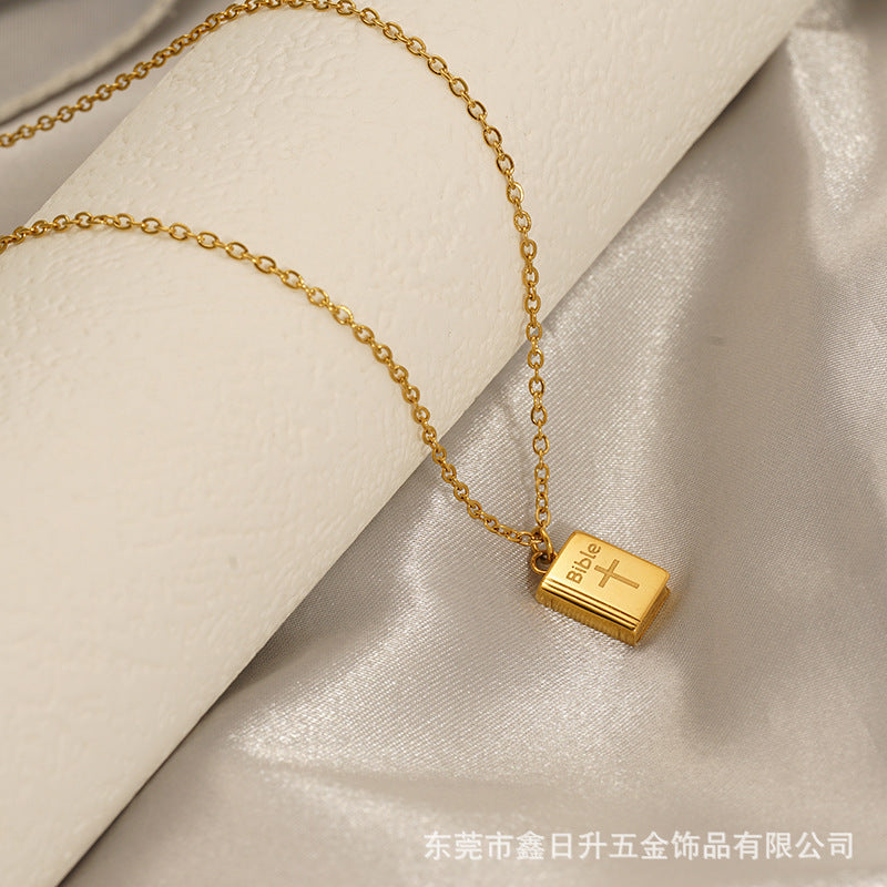 Wholesale Stainless steel square cross necklace