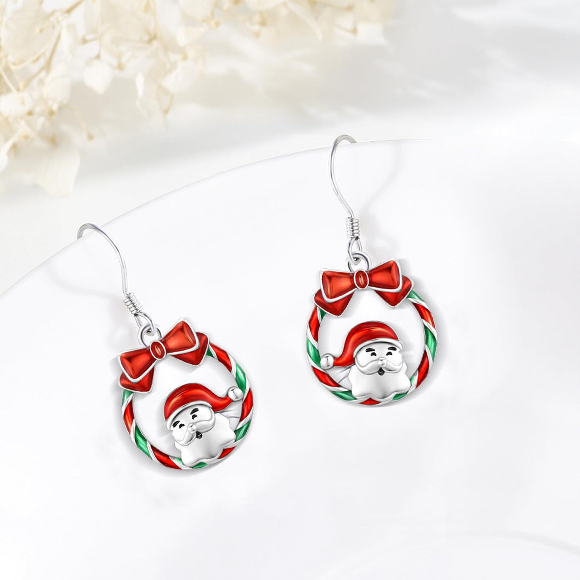Wholesale Christmas Snowman Bow Bell Hoop Earrings
