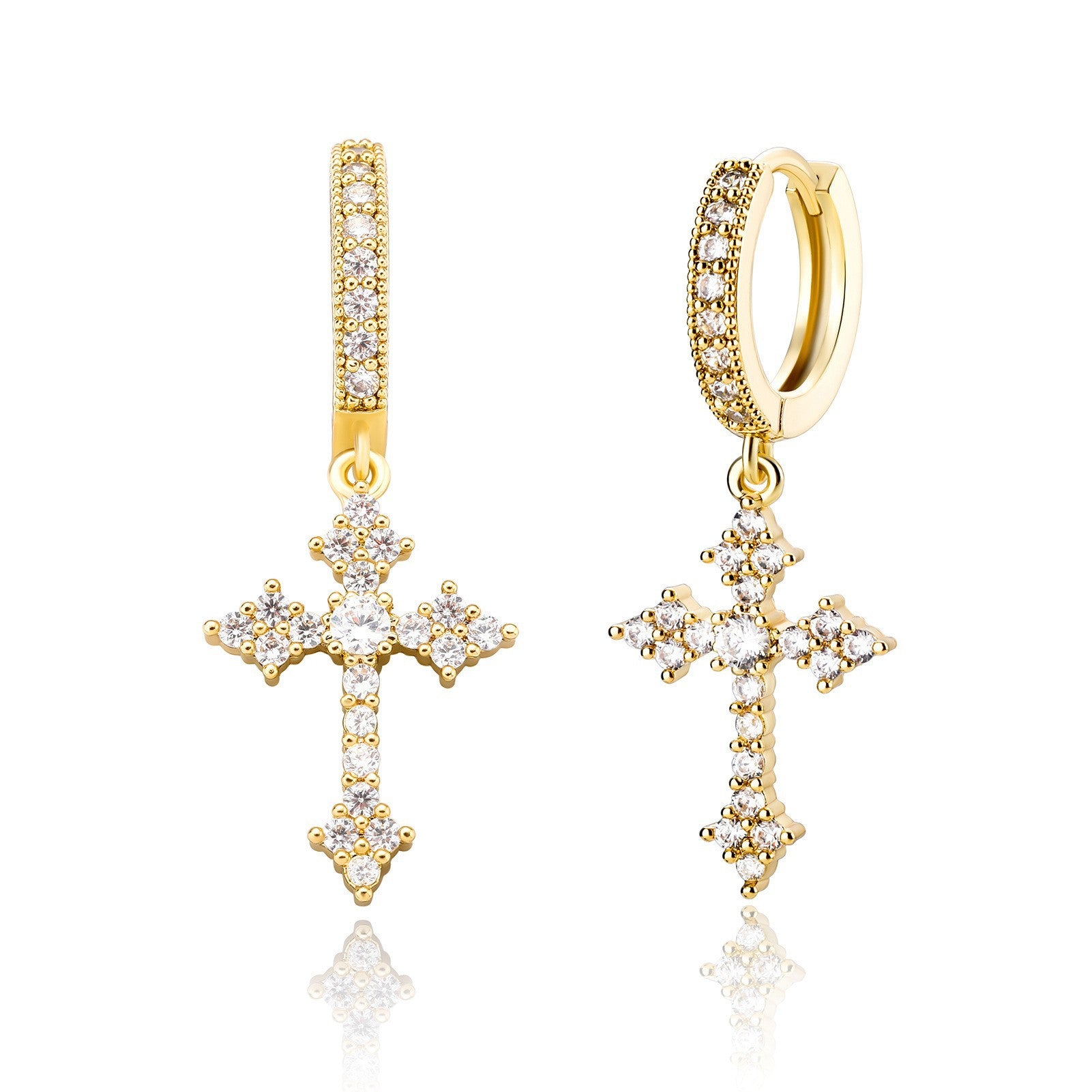 Wholesale Cross Ear Clip Circle Diamond Earrings