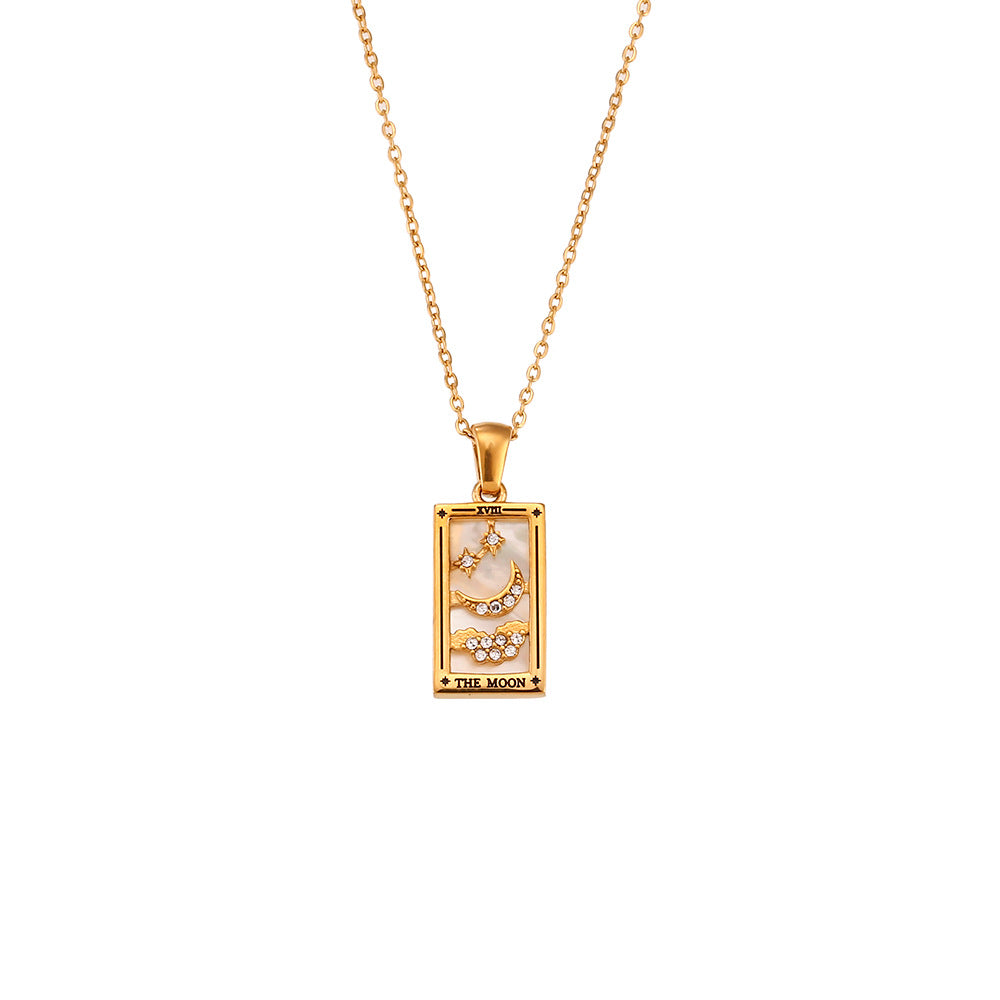 Wholesale Vintage Pendant Stainless Steel Rectangular Zircon Necklaces ACC-NE-Mengj003