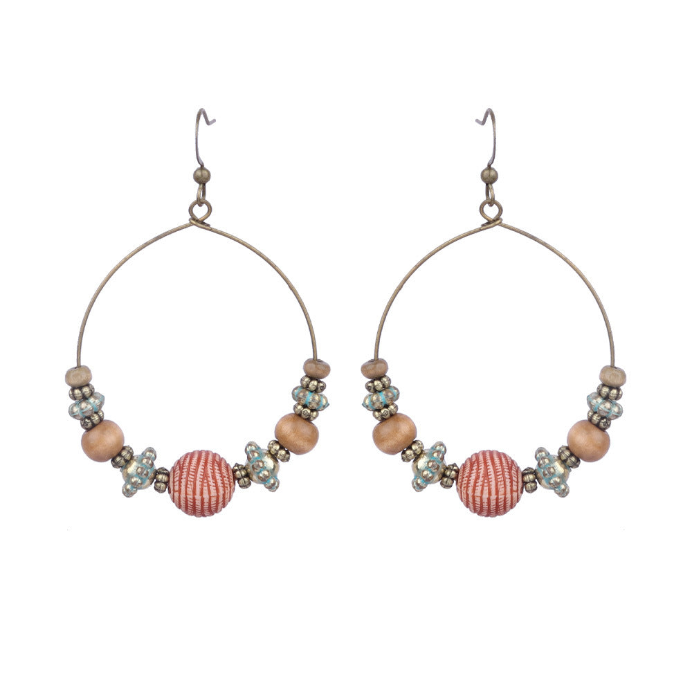 Wholesale Retro Ethnic Tassel Earrings Alloy Electroplated Geometric Round,  Women' s Fashion Accessory for Boutique Resale