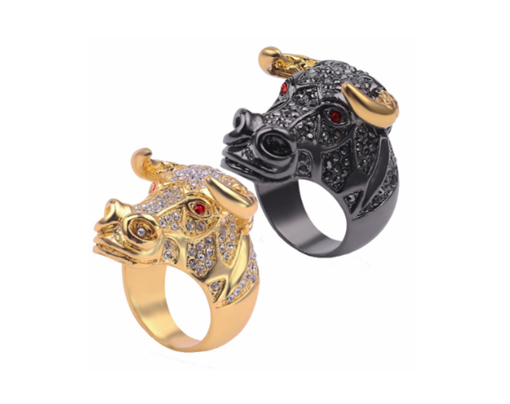 Wholesale hip hop stainless steel gold-plated ring
