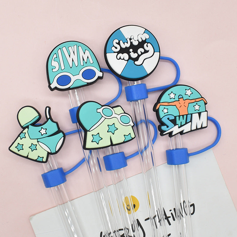Wholesale Random 100pcs Swimming Necklace Straw Cover 10MM Straw Tube Cap