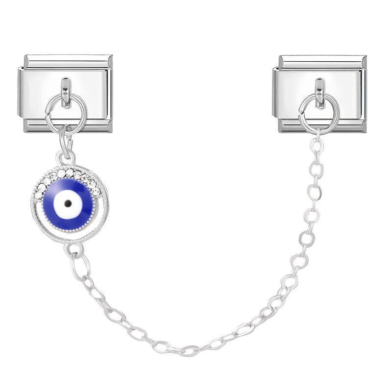 Wholesale 9mm Italian Charm Starter Bracelets DIY eyse double-pendant Creative Stainless Steel Composable Bracelet